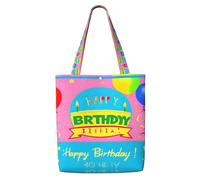 Erwqavc Borsa tote in tela da donna, borsa a tracolla riutilizzabile, con stampa di palloncini di buon compleanno, shopping, spesa, regalo per spiaggia, palestra