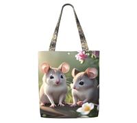 Erwqavc Borsa tote in tela da donna, borsa a tracolla riutilizzabile, con stampa di topolino innamorato, per shopping, spesa, regalo per spiaggia, palestra