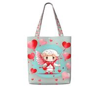 Erwqavc Borsa tote in tela da donna, borsa a tracolla riutilizzabile, con stampa di un ragazzo amorevole carino, per shopping, spesa, regalo per spiaggia, palestra