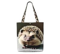 Erwqavc Borsa tote in tela da donna, borsa a tracolla riutilizzabile, con stampa di un riccio, borsa per la spesa, regalo per spiaggia, palestra