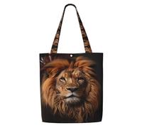 Erwqavc Borsa tote in tela da donna, borsa a tracolla riutilizzabile, con stampa The Lion's Gaze, borsa per la spesa, regalo per spiaggia, palestra