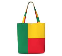 Erwqavc Borsa tote in tela da donna, borsa a tracolla riutilizzabile, stampa bandiera del Benin, borsa per shopping, spesa, regalo per spiaggia, palestra