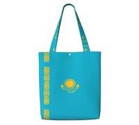 Erwqavc Borsa tote in tela da donna, borsa a tracolla riutilizzabile, stampa bandiera del Kazakistan, borsa per shopping, spesa, regalo per spiaggia, palestra