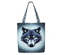 Erwqavc Borsa tote in tela da donna, borsa a tracolla riutilizzabile, stampa testa di lupo feroce, borsa per shopping, spesa, regalo per spiaggia, palestra