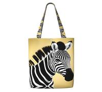 Erwqavc Borsa tote in tela da donna, borsa a tracolla riutilizzabile, stampa zebrata in bianco e nero con stampa zebrata, borsa per la spesa, regalo per spiaggia, palestra