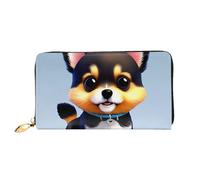 Erwqavc Card Love Fancy Puppy Print Portafoglio lungo per donne e uomini, in pelle, a due volti, pochette, portamonete da viaggio