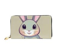 Erwqavc Carino piccolo coniglietto stampa portafoglio lungo per donne e uomini, in pelle bifold portafogli caso pochette borsa, viaggio portamonete