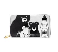Erwqavc Carino portafoglio lungo con stampa di bottiglia di latte e orso, per donne e uomini, portafogli in pelle bifold pochette, portamonete da viaggio