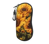 Erwqavc con il giallo girasole stampa occhiali da sole custodia morbida, ultra leggero neoprene occhiali caso con cerniera, accessorio da viaggio unisex