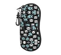 Erwqavc Custodia morbida per occhiali da sole con stampa faccia di panda in bianco e nero, custodia per occhiali in neoprene ultra leggera con cerniera, accessorio da viaggio unisex