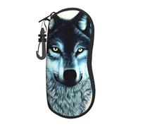 Erwqavc Custodia morbida per occhiali da sole con stampa lupo sotto luna, custodia ultra leggera in neoprene con cerniera, accessorio da viaggio unisex