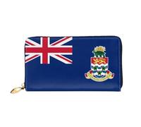 Erwqavc Portafoglio lungo con stampa bandiera delle Isole Cayman per donne e uomini, portafogli in pelle bifold pochette, portamonete da viaggio