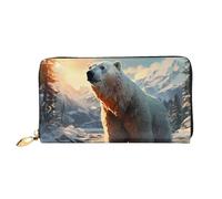 Erwqavc Portafoglio lungo con stampa di orso polare in inverno, per donne e uomini, in pelle, a due pieghe, pochette, portamonete da viaggio