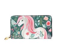 Erwqavc Portafoglio lungo con stampa di unicorni con capelli rosa, per donne e uomini, in pelle, con tasca portamonete da viaggio