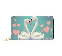 Erwqavc Portafoglio lungo con stampa The Swan in Love per donne e uomini, in pelle, a due pieghe, pochette, portamonete da viaggio