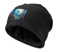 Erwqavc Seabed Coral Seahorse Print Warm Beanie per uomo e donna, berretto spesso lavorato a maglia, cappello invernale alla moda, per il freddo all'aperto, nero, Nero , Taglia unica