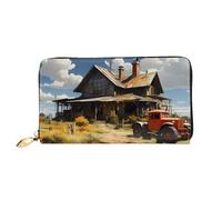 Erwqavc Texas Farm Tractor Print Portafoglio lungo per donne e uomini, portafogli bifold in pelle, pochette portamonete da viaggio