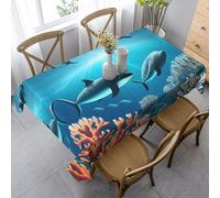 Erwqavc Tovaglia rettangolare, 89 x 139,7 cm, motivo: balene sotto il mare, decorazione per tavolo da pranzo per interni ed esterni