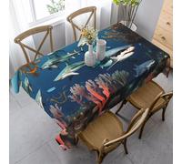 Erwqavc Tovaglia rettangolare, 89 x 140 cm, con stampa di squali sotto il mare, decorazione per tavolo da pranzo per interni ed esterni