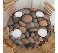 Erwqavc Tovaglia rotonda con stampa di ciottoli sulla spiaggia, 152 cm, morbida tovaglia lavabile, per matrimoni, decorazione da cucina