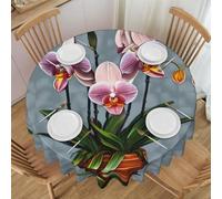 Erwqavc Tovaglia rotonda con stampa di orchidee in fiore, 152 cm, morbida tovaglia lavabile, per matrimoni, decorazione da cucina
