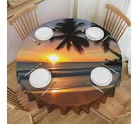 Erwqavc Tovaglia rotonda con stampa tramonto sulla spiaggia, 152 cm, morbida tovaglia lavabile, per matrimoni, decorazione da cucina