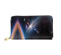 Erwqavc Un affascinante portafoglio lungo con stampa universo per donne e uomini, portafogli in pelle bifold pochette, portamonete da viaggio