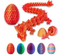 Eryndis Drago Stampato in 3D Nell'Uovo, 3D misterioso drago giocattolo, Drago di Cristallo Articolato con Uovo di Drago, Adatto Decorazione per la Casa, Giocattoli da Scrivania(Radiante rosso)
