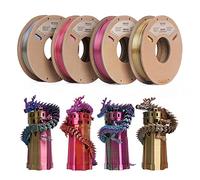 ERYONE PLA Filament Bundle,1,75 mm 3D Printer Filament+/-0,03mm,Multicolor PLA Filament,250gx4Spool,Tri Color Silk,Gold/Silver/Copper,Red/Blue/Green,Red/Purple/Gold,Red/Yellow/Blue