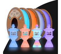 ERYONE PLA Filament Bundle,1,75 mm 3D Printer Filament +/- 0,03mm,Multicolor PLA Filament Set,250g x4 Spool, Glow in The Dark pla,Multicolor/Purple/Orange Red/Blue