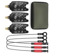 ERYUE Allarmi per Abboccata da Pesca e Scambisti di Allarme Catena Set Indicatore LED per Gli Appassionati di Pesca Notturna Set Allarmi in ABS e Metallo (Rossa)