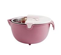 ERYUE Colsola, Set di Ciotola per, Filtro per Lavaggio Vegetale, Set di Scodelle Rotabili a Doppio Strato con Affettatore, Set di Utensili da per Varie attività (Rosso)