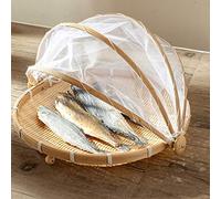 ERYUE Copertura per Cestino in Rete a Cupola per Tenda da Portata in bambù Realizzata a Mano Picnic e Feste All'aperto, Vassoio Naturale Conservare la Frutta (BeigeB)