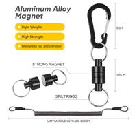 ERYUE Cordini Elastici per Cordino per Attrezzi con Moschettoni Pesca a Mosca, Robusti Ganci Magnetici, Sgancio Rapido, Pescatori, Realizzati in Lega di Alluminio (#3)
