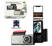 ERYUE Dash Cam per Auto 1080P a Triplo Canale con Wi-Fi per Sorveglianza a 360 Gradi, Visione Notturna gli Appassionati di Sicurezza (-2)