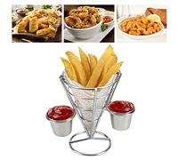 ERYUE Espositore per Snack a Cono Durevole per Patatine Fritte, Feste in a Buffet, in Acciaio Inossidabile (2 tazze)