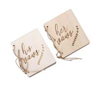 ERYUE Libretto per Giuramento di Matrimonio Elegante Libro di Giuramento Oggetti Scena Regalo per la Festa Nozze, Legno+Corda Canapa, 2 Pezzi la Cerimonia Nozze (Stile 3)