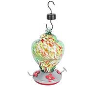 ERYUE Mangiatoia per Uccelli in Vetro Colorato e Robusto, Strumento per L'alimentazione Dell'acqua colibrì, da Utilizzare nel Giardino del Cortile, Gancio Appendere Non Tossico, Tipo A (D)