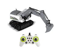 ERYUE Mini Escavatore Giocattolo Realistico Veicolo da Costruzione con Rotazione a 360° per Bambini, Camion Scavatore Telecomandato con Adesivi Fai da Te, Rosa (Grigio #-1)