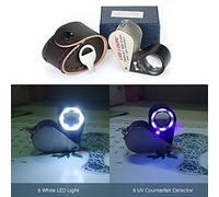 ERYUE Mini Lente D'ingrandimento Portatile per Gioielliere 30X con Luci a LED Rilevatore di Contraffazioni Ultraviolette, Lente D'ingrandimento Tripla Portatile Leggera per la Classificazione dei