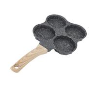 ERYUE Padella per Uova in Alluminio da 4 Tazze, Padella Antiaderente per Uova, Pancake, Facile da Pulire, Manico in Legno Pentole a Induzione a Gas (B)