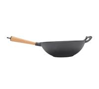 ERYUE Padella Wok per Friggere e Soffriggere con Manico in Legno, Costruzione Robusta per Alte Temperature, 22,6x3,9 Pollici, Barbecue da Campeggio, Padella Wok in Ghisa