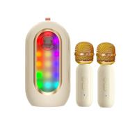 Eryue Phphand Altoparlante Set con 2 Regali per Altoparlanti per Microfono per Microfono a Colorazione a LED a 2 Phrable per la Festa di Compleanno per Ragazzi (Beige)