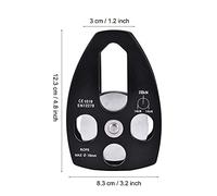 ERYUE Puleggia Singola da Arrampicata da 32 KN con Piastra Oscillante per Soccorso Alpino, Lavori su Torri, Puleggia con Cuscinetti a Sfera Nera (#2)