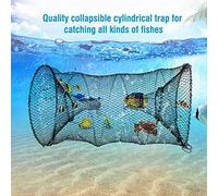 ERYUE Rete Trappola Pieghevole per Granchi, Gamberetti, 25 Cm/33 Cm/40, Nera, Ideale per la Pesca Dell'aragosta, Filo di Acciaio in Nylon (Diametro 33 cm)