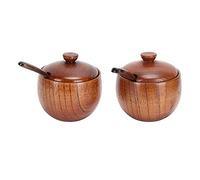 ERYUE Set di Barattoli per Condimenti in Legno, Scatola per Condimenti Durevole con Coperchio e Cucchiaio Forniture da, Decorazioni in Stile Nordico Casalinghe