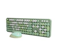 ERYUE Tastiera Wireless da 2,4 GHz, Set di Tastiera e Mouse a 104 Tasti Stile Macchina da Scrivere retrò per Computer, Ergonomia, Pulsante Multimediale (colori misti verdi)