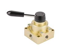 ERYUE Valvola Manuale Rotativa a 4 Vie e 3 Posizioni per il Controllo del Flusso D'aria Pneumatico per Uso Industriale, Materiale in Alluminio, Oro