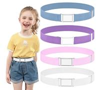 Erzekrim Cintura per bambini, cintura per bambine, 4 pezzi, elasticizzata, per bambini, regolabile, con semplice fibbia magnetica, per ragazze, jeans, pantaloncini, Fibbia quadrata, Wie in der