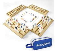 Erzekrim Gioco di Ramino Mini Rummy da Viaggio con 112 Carte e 4 Supporti | Giochi da Tavolo Portatili per Adulti con 1 Custodia, per 2-4 Giocatori, Classici, Interessanti e Facili da Capire